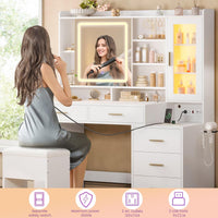 Sikaic Makeup Vanity Makeup Vanity Desk with Sliding LED Lighted Mirror White White / Engineered Wood / Modern