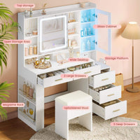 Sikaic Makeup Vanity Makeup Vanity Desk with Sliding LED Lighted Mirror White White / Engineered Wood / Modern