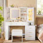 Sikaic Makeup Vanity Makeup Vanity Desk with Sliding LED Lighted Mirror White White / Engineered Wood / Modern