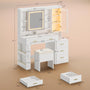 Sikaic Makeup Vanity Makeup Vanity Desk with Sliding LED Lighted Mirror White White / Engineered Wood / Modern