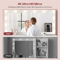 Sikaic Makeup Vanity Makeup Vanity with 11 Drawers and Extra Large Mirror White White / Engineered Wood / Modern