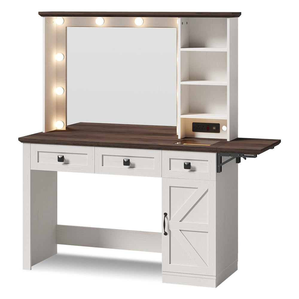 Sikaic Makeup Vanity Makeup Vanity with Charging Station White White / Engineered Wood / Modern