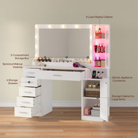 Sikaic Makeup Vanity Makeup Vanity with Large 31.5 Inches Mirror and Lights White White / Engineered Wood / Modern
