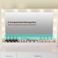 Sikaic Makeup Vanity Makeup Vanity with Large 31.5 Inches Mirror and Lights White White / Engineered Wood / Modern