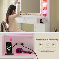 Sikaic Makeup Vanity Makeup Vanity with Large 31.5 Inches Mirror and Lights White White / Engineered Wood / Modern