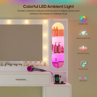 Sikaic Makeup Vanity Makeup Vanity with Large 31.5 Inches Mirror and Lights White White / Engineered Wood / Modern