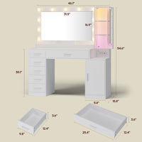 Sikaic Makeup Vanity Makeup Vanity with Large 31.5 Inches Mirror and Lights White White / Engineered Wood / Modern