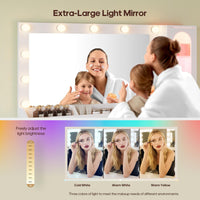 Sikaic Makeup Vanity Makeup Vanity with Large 31.5 Inches Mirror and Lights White White / Engineered Wood / Modern