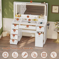 Sikaic Makeup Vanity Makeup Vanity with Large LED Mirror and Power Outlet White White / Engineered Wood / Modern