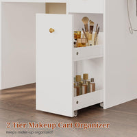 Sikaic Makeup Vanity Makeup Vanity with Large LED Mirror and Power Outlet White White / Engineered Wood / Modern