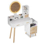 Sikaic Makeup Vanity Makeup Vanity with LED Mirror Drawers White White / Engineered Wood / Modern