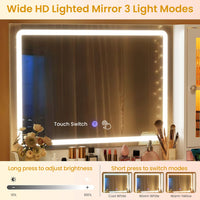 Sikaic Makeup Vanity Makeup Vanity with Mirror and LED Cabinet White White / Engineered Wood / Modern