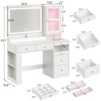 Sikaic Makeup Vanity Makeup Vanity with Mirror and LED Cabinet White White / Engineered Wood / Modern
