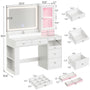 Sikaic Makeup Vanity Makeup Vanity with Mirror and LED Cabinet White White / Engineered Wood / Modern