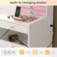 Sikaic Makeup Vanity Makeup Vanity with Mirror and LED Cabinet White White / Engineered Wood / Modern