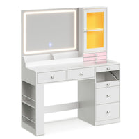 Sikaic Makeup Vanity Makeup Vanity with Mirror and LED Cabinet White White / Engineered Wood / Modern