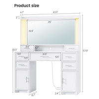 Sikaic Makeup Vanity Makeup Vanity with Mirror and Lights White White / Engineered Wood / Modern