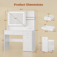 Sikaic Makeup Vanity Makeup Vanity with Pull-Out LED Mirror and Power Outlet White White / Engineered Wood / Modern