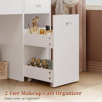 Sikaic Makeup Vanity Makeup Vanity with Pull-Out LED Mirror and Power Outlet White White / Engineered Wood / Modern