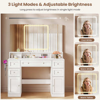 Sikaic Makeup Vanity Makeup Vanity with Trifold Mirror and Charging Station White White / Engineered Wood / Modern