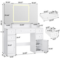 Sikaic Makeup Vanity Makeup Vanity with Trifold Mirror and Charging Station White White / Engineered Wood / Modern