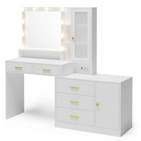 Sikaic Makeup Vanity LED Makeup Vanity with Mirror Charging Station White White / Iron / Modern