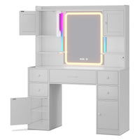 Sikaic Makeup Vanity LED Makeup Vanity with Mirror and Outlet White White / Modern