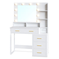 Sikaic Makeup Vanity Makeup Vanity with LED Mirror White White / Modern