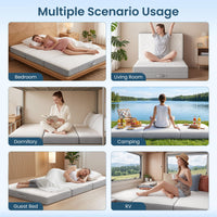 Sikaic Mattress Trifold Mattress Twin Size 4 Inch Foldable Memory Foam Mattress White White / High Density Foam&Memory Foam / Twin