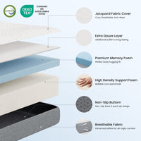 Sikaic Mattress Trifold Mattress Twin Size 4 Inch Foldable Memory Foam Mattress White White / High Density Foam&Memory Foam / Twin