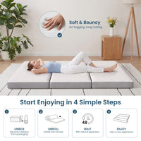 Sikaic Mattress Trifold Mattress Queen Size 4 Inch Foldable Memory Foam Mattress White White / High Density Foam / Queen