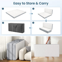 Sikaic Mattress Trifold Mattress Queen Size 4 Inch Foldable Memory Foam Mattress White White / High Density Foam / Queen