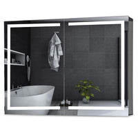 Sikaic Medicine Cabinet Medicine Cabinet with 2 Doors Mirror and LED Lights White