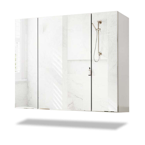 Sikaic Medicine Cabinet 3 Doors Medicine Cabinet with Mirror White White / Engineered Wood / Modern