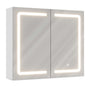 Sikaic Medicine Cabinet LED 2 Doors Wall Mounted Medicine Cabinet with Mirror White White / Glass / Modern