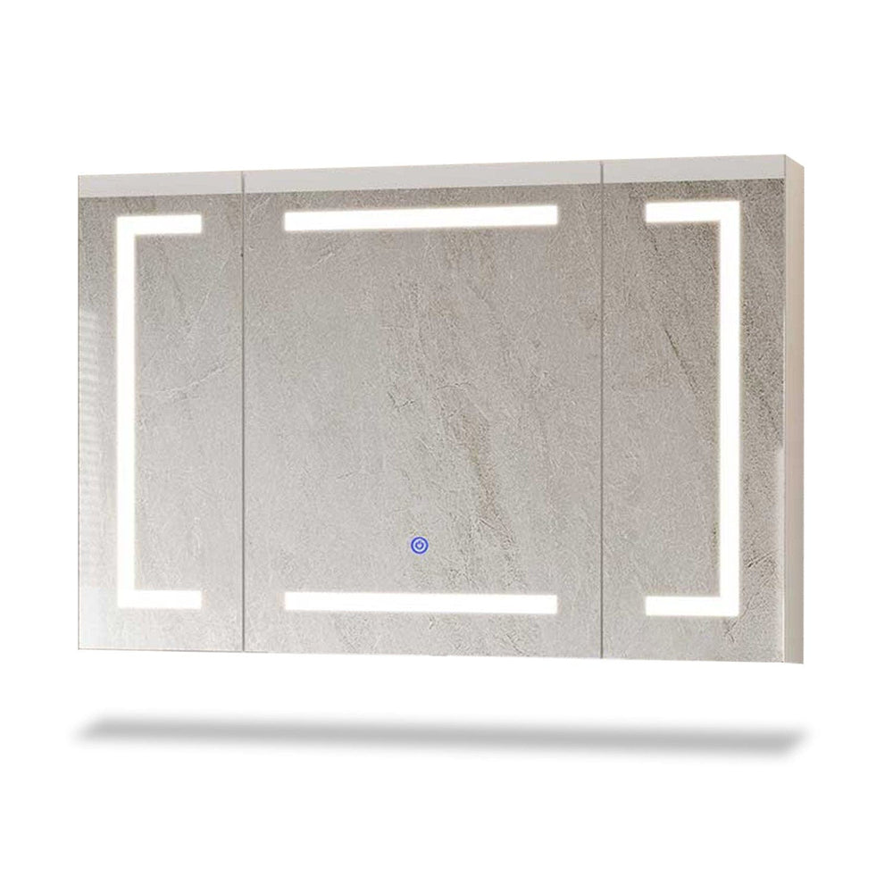 Sikaic Medicine Cabinet 3 Doors Wall Mounted Medicine Cabinet with Mirror White White / Metal / Modern