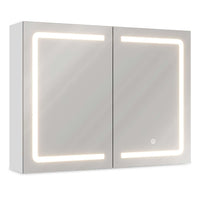 Sikaic Medicine Cabinet 2 Doors LED Medicine Cabinet with Mirror Touch Switch White White / Modern / Engineered Wood