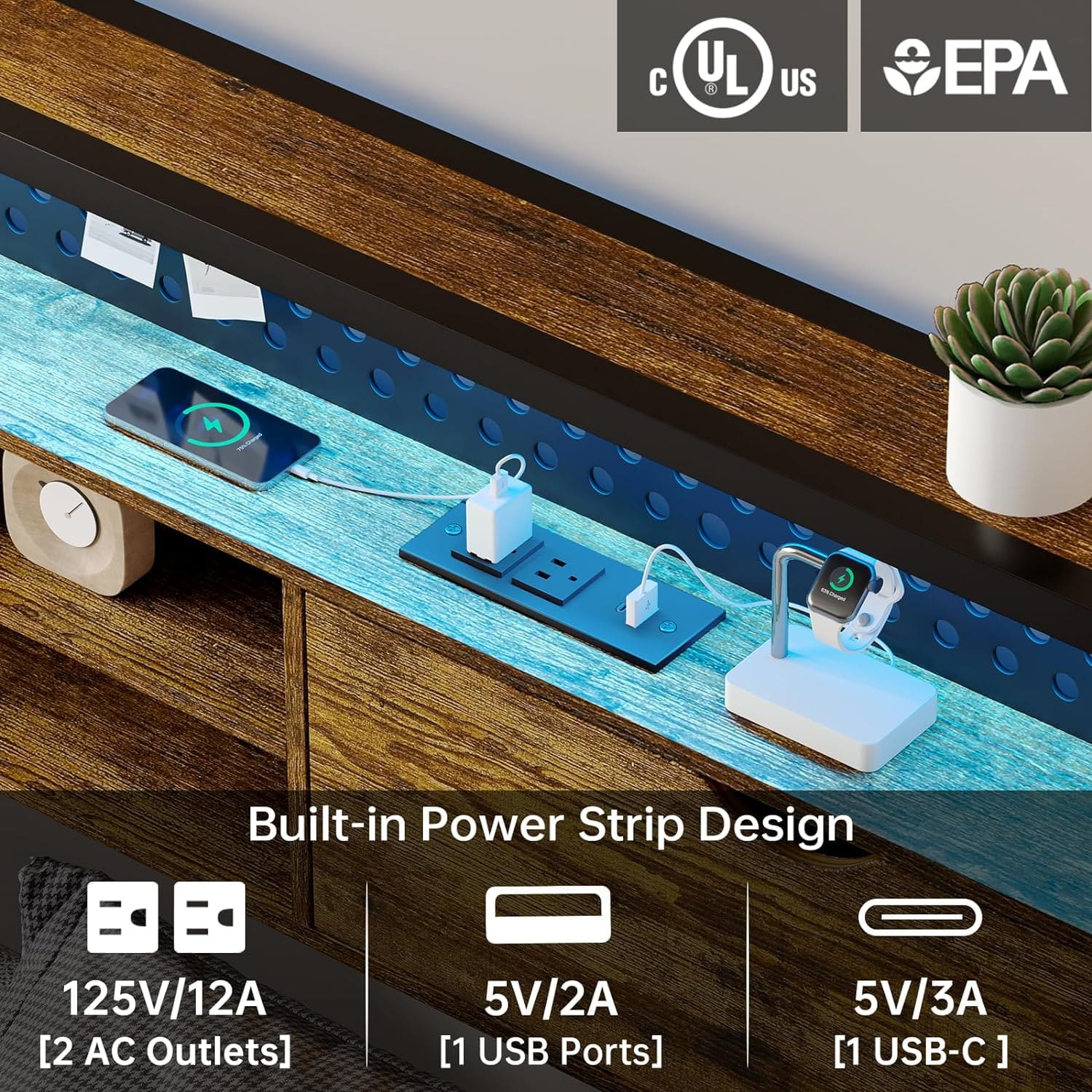 Sikaic Metal Platform LED Bed Frame Brown