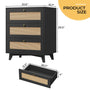 Sikaic Nightstand Rattan Nightstand with Charging Station Black Black / Engineered Wood / Bohemian