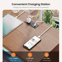 Sikaic Nightstand Fluted Nightstand with Charging Station and Led Lights Black Black / Engineered Wood / Mid Century