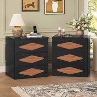 Sikaic Nightstand Nightstand with Charging Station Black Black / Engineered Wood / Mid Century