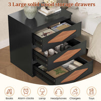 Sikaic Nightstand Nightstand with Charging Station Black Black / Engineered Wood / Mid Century