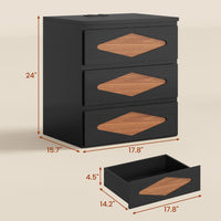 Sikaic Nightstand Nightstand with Charging Station Black Black / Engineered Wood / Mid Century