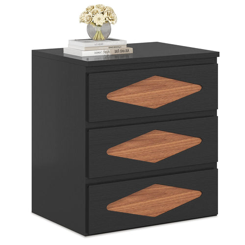 Sikaic Nightstand Nightstand with Charging Station Black Black / Engineered Wood / Mid Century