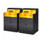 Sikaic Nightstand 2PCS LED Nightstand with 3 Storage Drawers Black Black / Engineered Wood / Modern