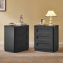Sikaic Nightstand 2PCS Nightstand with 3 Drawers Black Black / Engineered Wood / Modern
