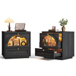 Sikaic Nightstand 2PCS Sikaic Arched Glass Nightstand with 3-Color LED & Charging Station Matte Black Black / Engineered Wood / Modern