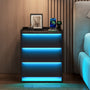 Sikaic Nightstand LED Nightstand with Charging Station and 3 Drawers Black Black / Engineered Wood / Modern