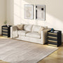 Sikaic Nightstand LED Nightstand with Charging Station and 3 Drawers Black Black / Engineered Wood / Modern
