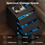 Sikaic Nightstand LED Nightstand with Charging Station and 3 Drawers Black Black / Engineered Wood / Modern